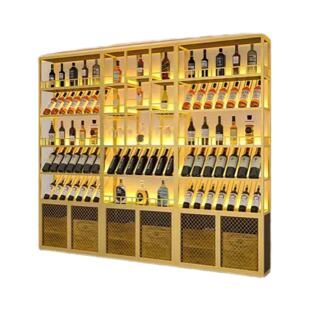 落地铁艺展示柜工业风简约酒柜餐厅网红落地酒架葡萄酒白酒展示柜