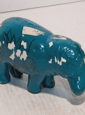 VintageBlueHippo,DarkBlueGreen,PaperWeight,flecking