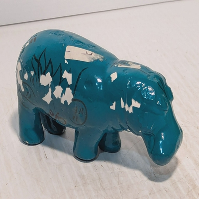 VintageBlueHippo,DarkBlueGreen,PaperWeight,flecking