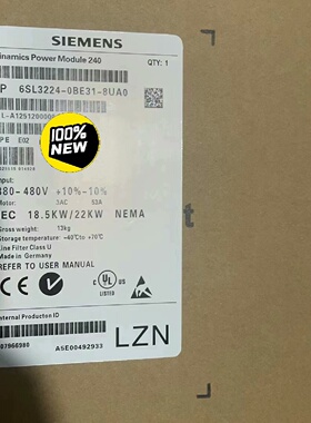 6SL32240BE318UA0西门子全新G120变频