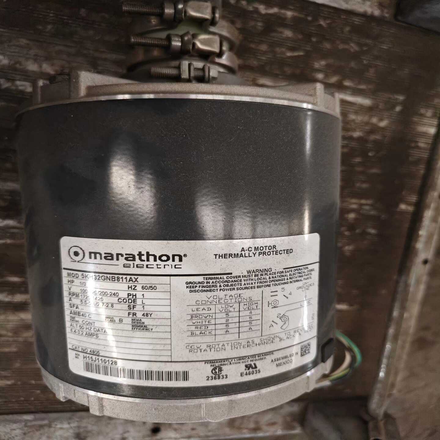 马拉松电机5KH32GNB811AX，1/3HP，220-2--议价商品