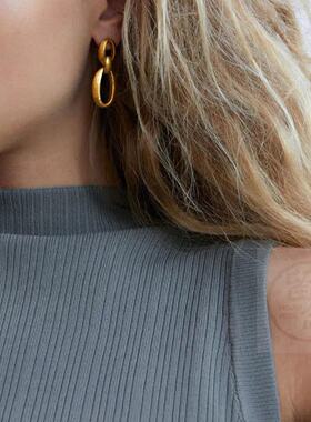 Simple metal geometric Earrings retro Earrings f10880 Euro