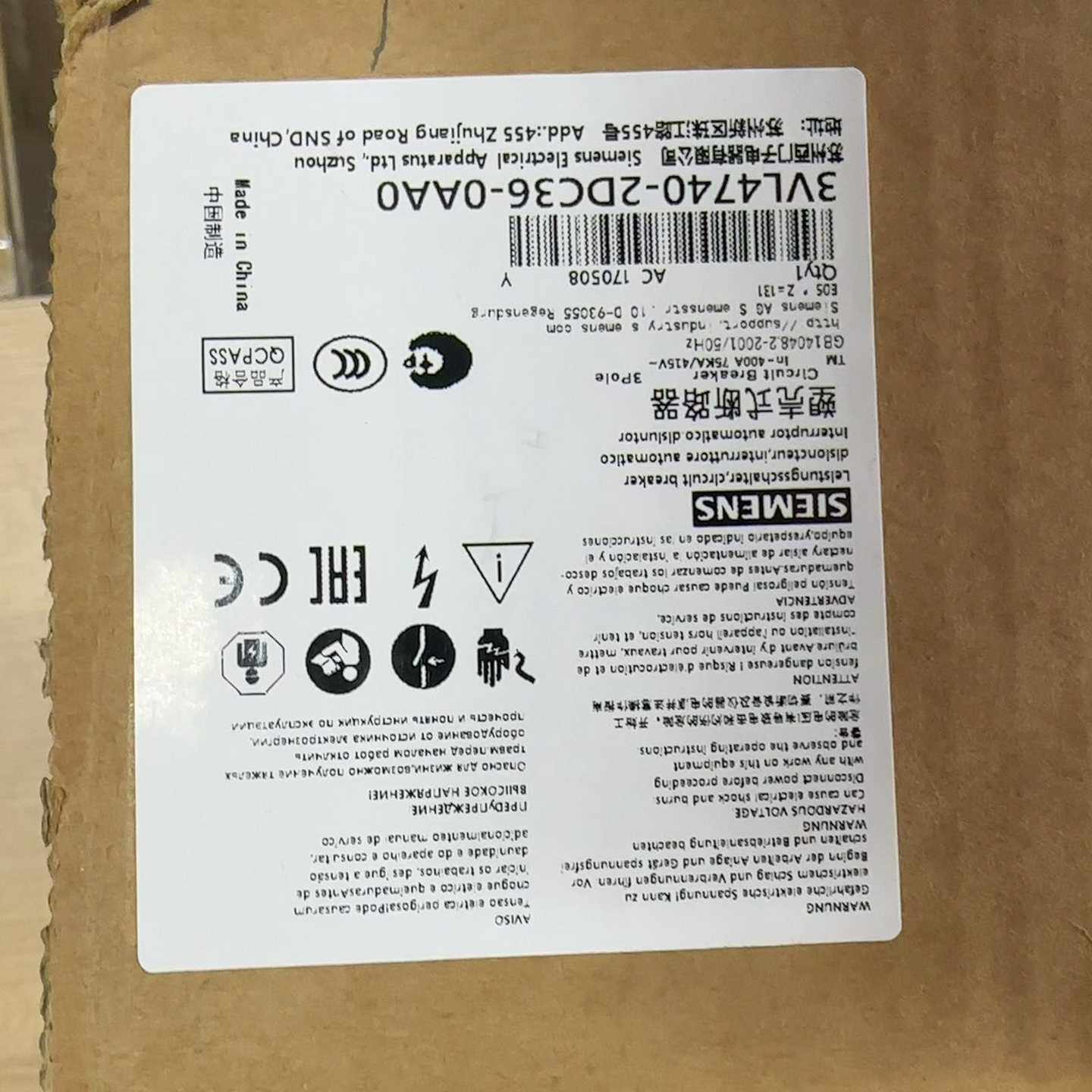 塑壳断路器3VL4740-2DC36-0AA03V询价