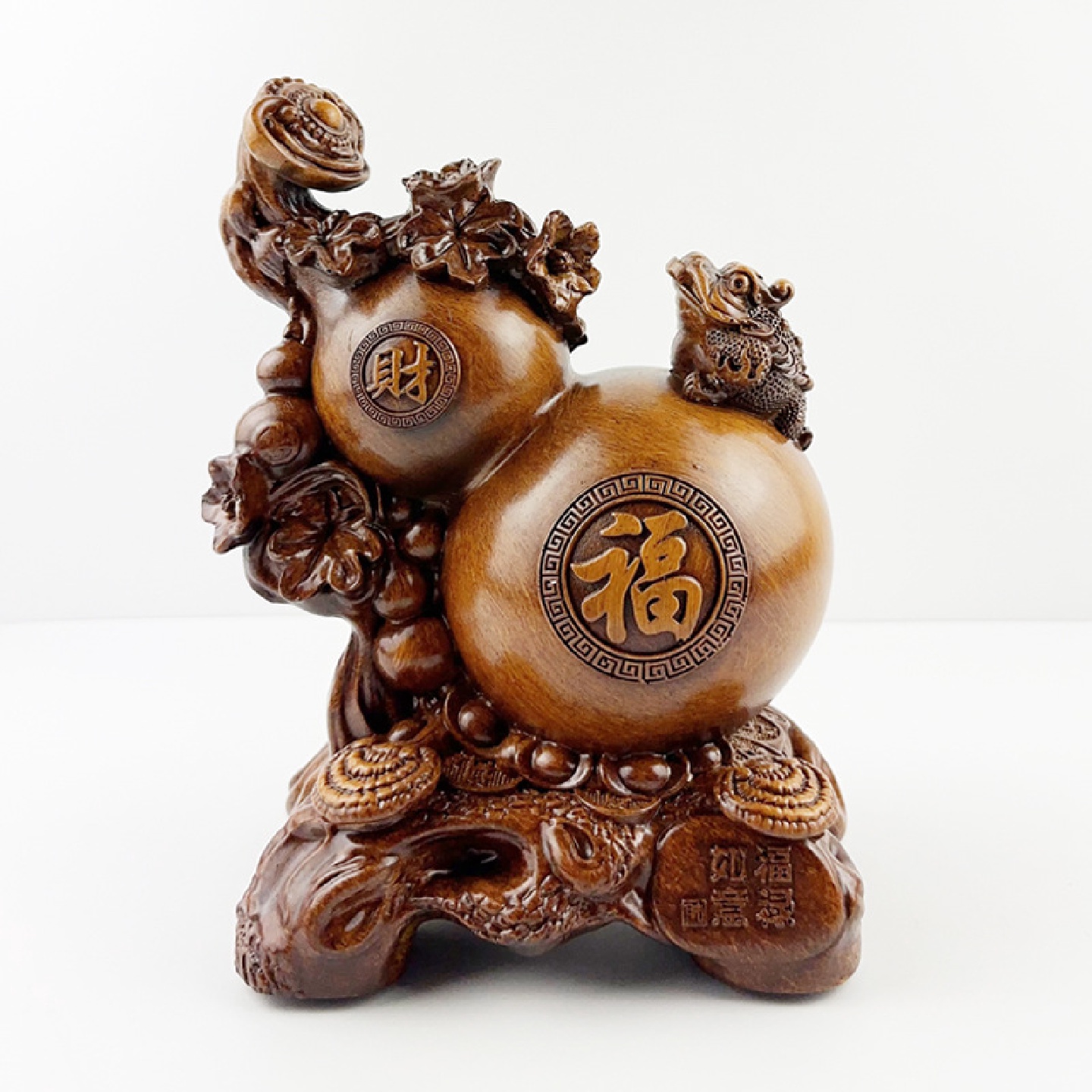 福禄如意家居摆件葫芦玄关客厅酒柜办公室树脂仿红木摆件