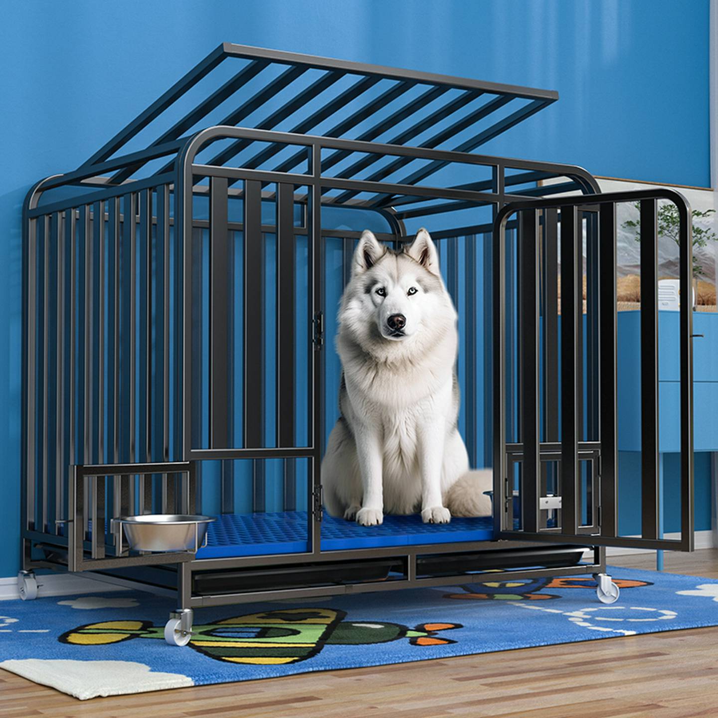 狗笼子大型犬带厕所室内金毛拉布拉多狗窝加固宠物狗笼具家用别墅