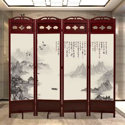 中式实木屏风厂家批发遮挡隔断客厅就对岸卧室进门可折叠移动折屏
