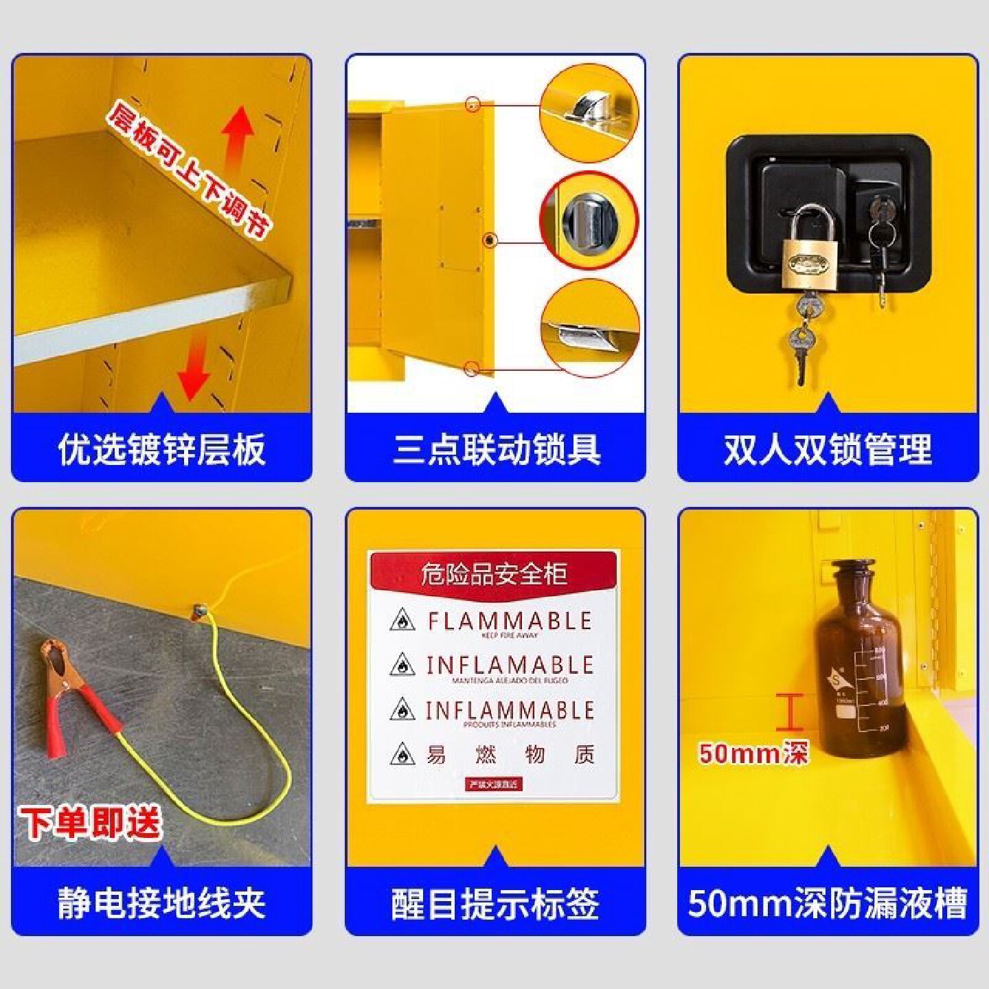 304不锈钢防爆柜安全柜化学品储存柜危险品工业防火柜易燃安全柜