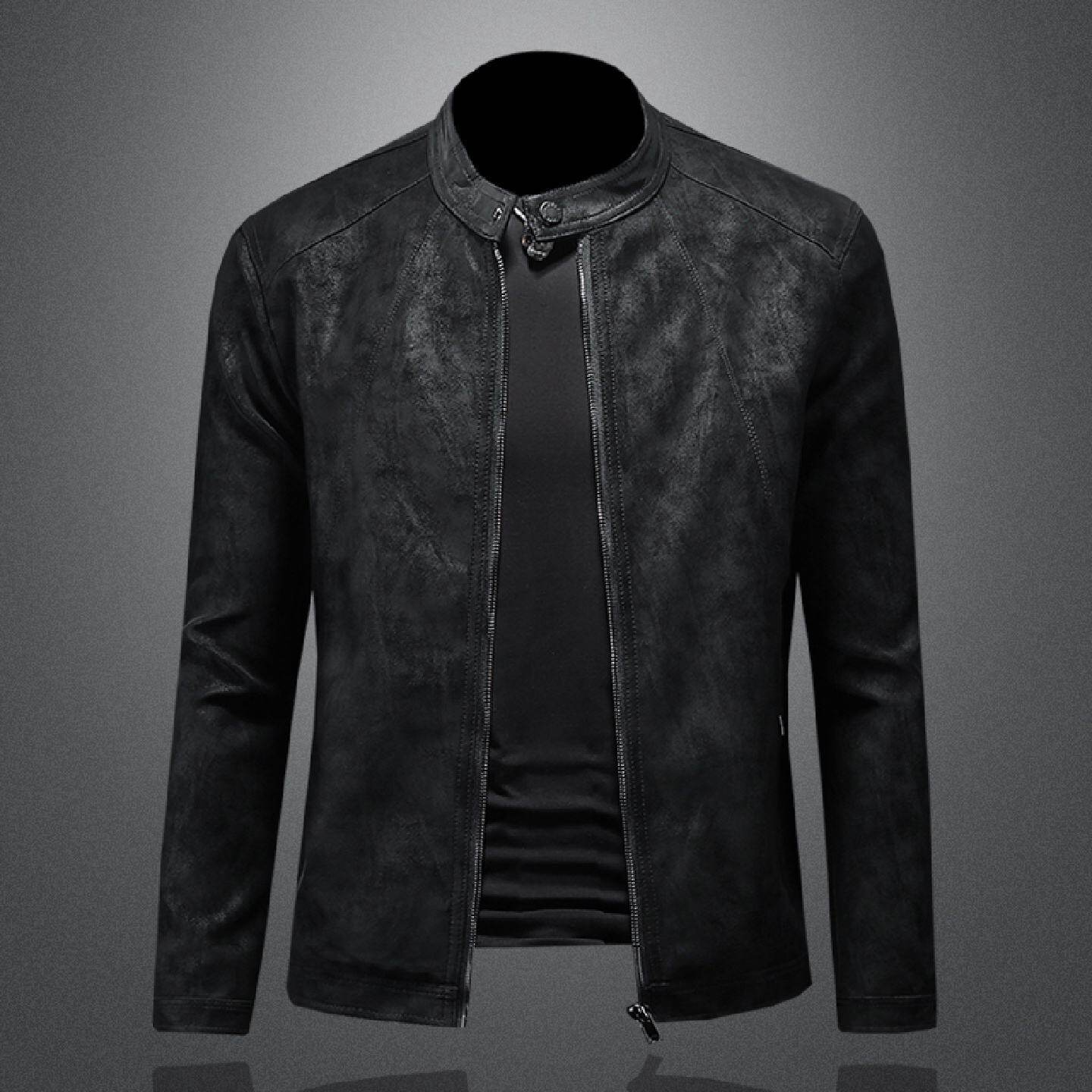 2026欧洲站炸街机车皮衣男士春秋季新款潮牌韩版修身立领夹克外套
