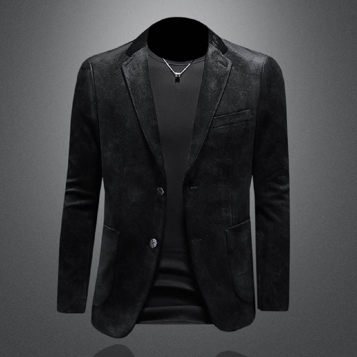 欧洲站休闲西装外套男士秋冬季新款潮流青年韩版修身单件丝绒西服