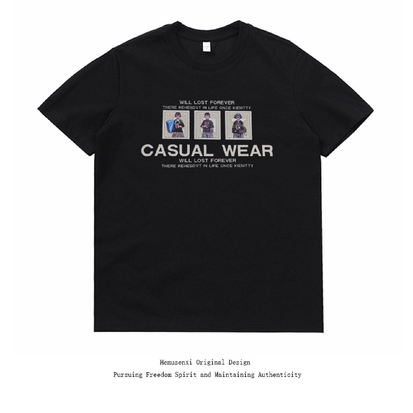 2026凉感夏季新款简约硅胶重工短袖恤男女情侣宽松潮潮男