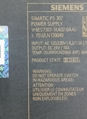 议价西门子SIMATICPS307电源模块型号6ES730议价