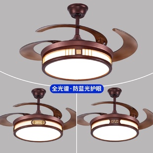 一体灯隐形电扇灯客厅餐厅家用吊灯 全光谱护眼风扇灯吊扇灯新中式