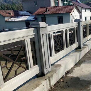 铸造石护栏水泥仿石复合管石栏杆定制河道景观铸造石桥梁防护栏