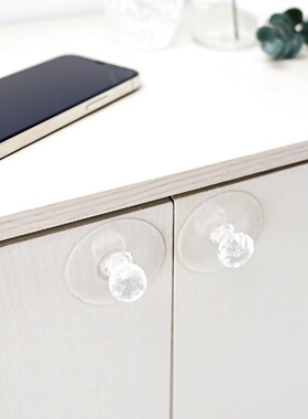 粘贴式柜门把手免打孔小物粘钩挂钩透明衣橱柜窗户抽屉拉手