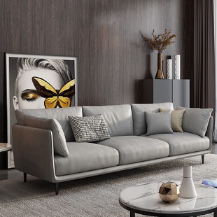 真皮办公沙发北欧轻奢简约茶几组合商务休闲单人办公室三人位优质