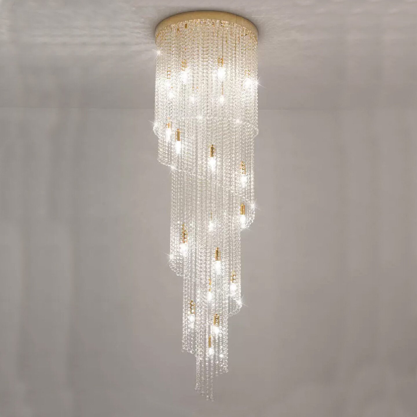 别墅复式楼旋转楼梯长吊灯豪华中空大厅灯酒店大堂轻奢水晶客厅灯