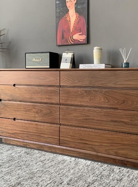 北美黑胡桃原木八斗柜纯实木储物柜北欧简约卧室客厅收纳抽屉边柜