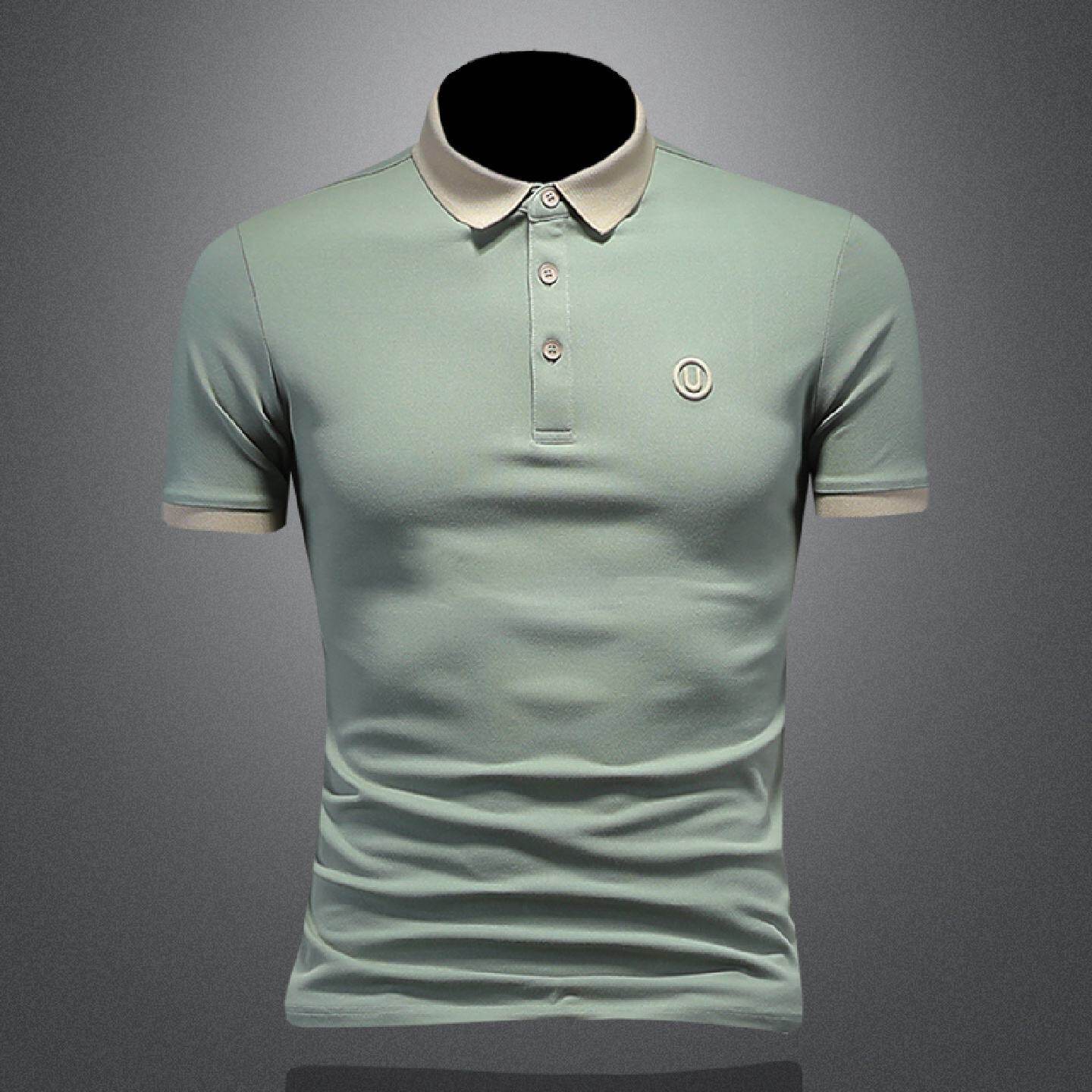 欧洲站冰丝短袖衫男士潮牌夏季韩版修身休闲半袖大码透气恤潮男装