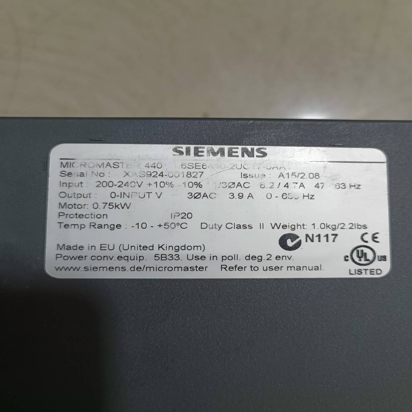 咨询-变频器0.75KW，6SE6440-2UC17-5AA