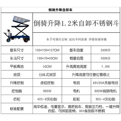 建筑工地电动灰斗车手推车三轮车翻斗车农用车养殖拉货搬运工具车