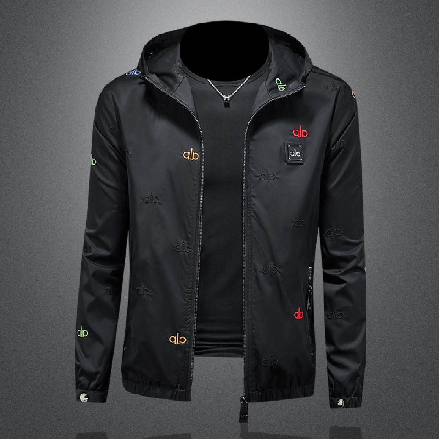 春季新款男士连帽男士字母刺绣夹克衫休闲百搭欧洲站外套潮流潮男