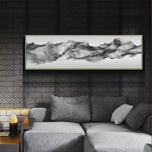 3121现代卧室床头挂画横幅主卧背景墙装饰画北欧风格抽象墙上壁画