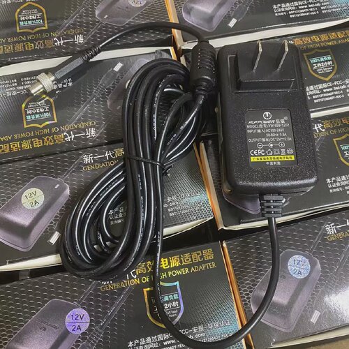 原装岳威电源适配器12V2A1米2米3米带锁螺纹接口12V2000mA直插