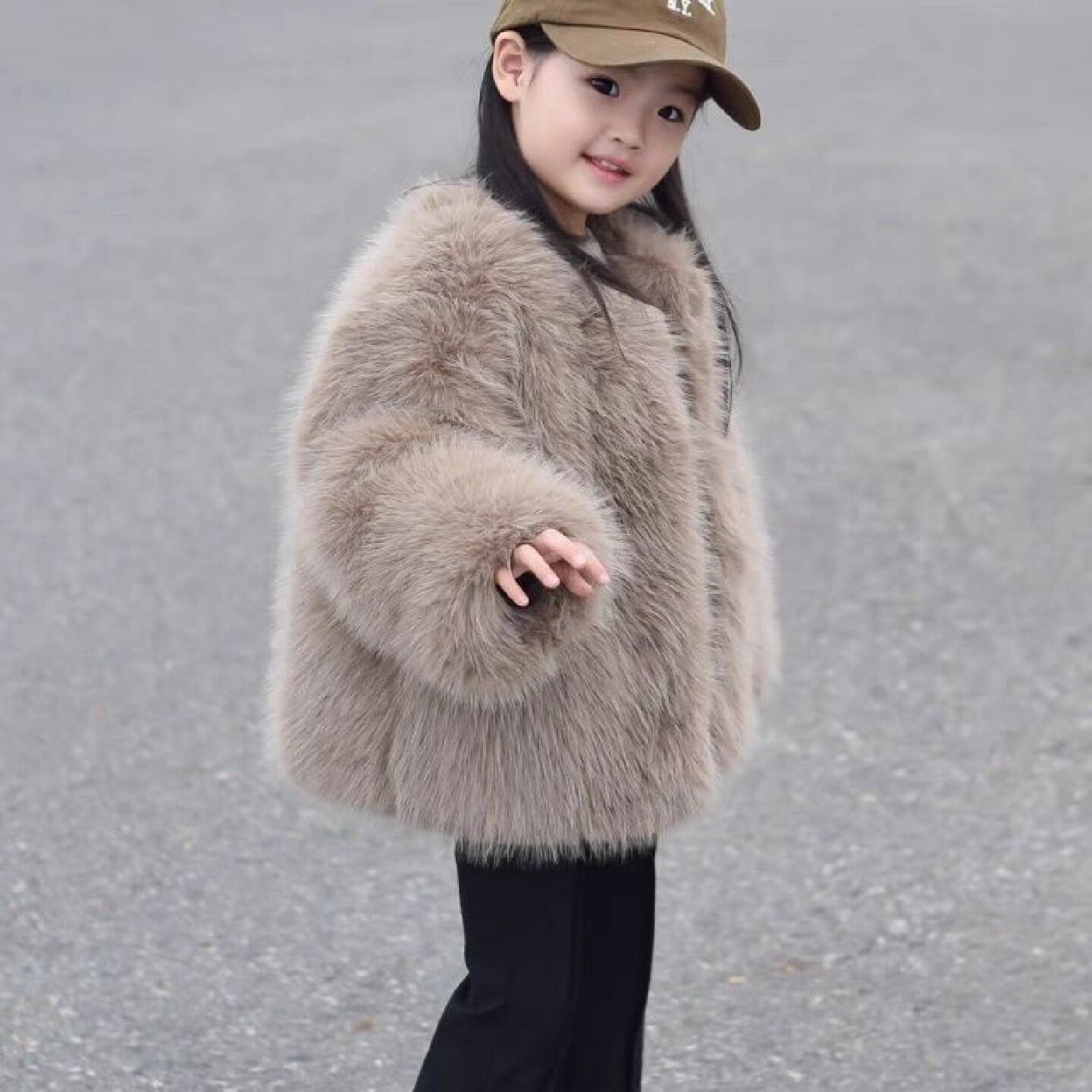 儿童加厚棉衣女童皮草外套保暖毛毛洋气上衣仿狐狸毛新款男童外套