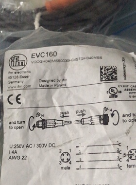【询价】IFM易福门M12连接线EVC003 ，EVC160，EVC