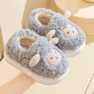 拖鞋可爱冬季厚底室内防滑家居居家新款家用毛绒亲子保暖棉鞋冬天