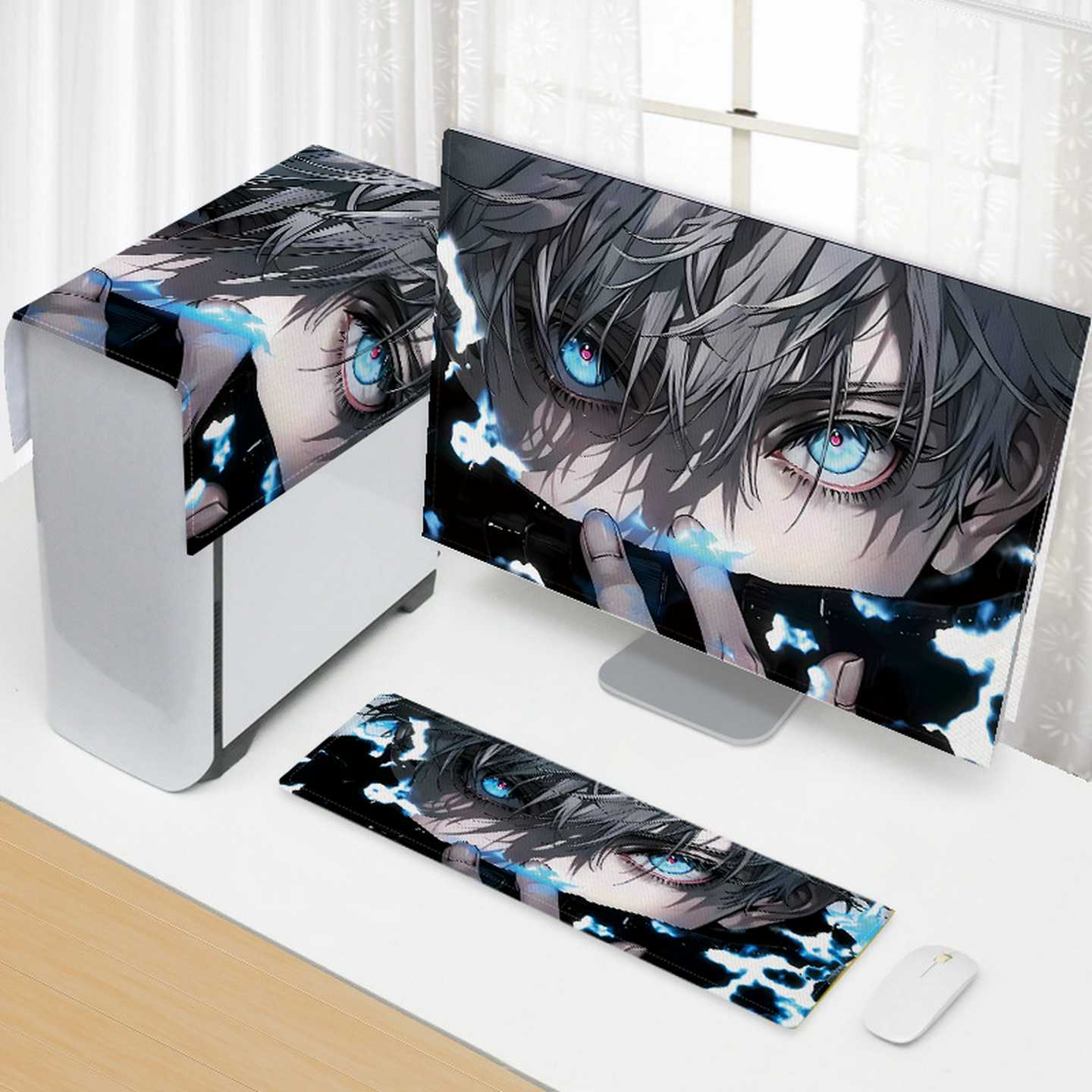 电脑罩子防尘三件套二次元漫画宅男台式电竞防尘布防尘盖巾