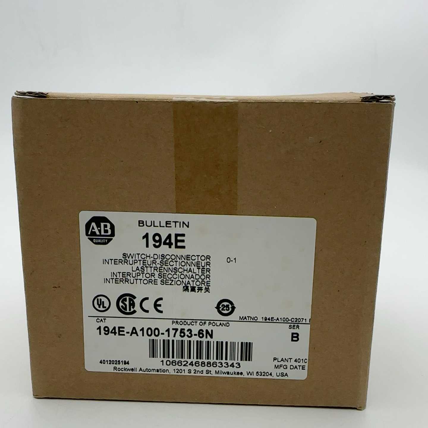 【议价】194E-A100-1753-6N罗克韦尔AB194适用