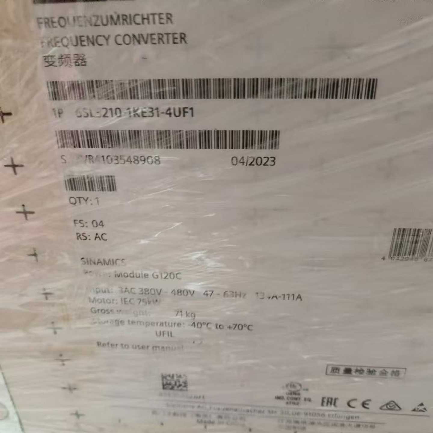 （议价）6SL3210-1KE31-4UF1变频器