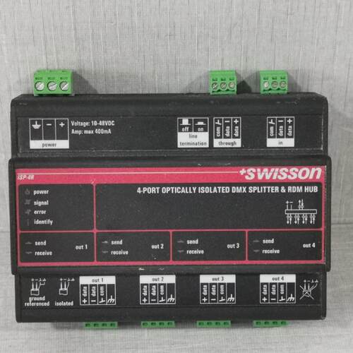 SWISSON ISP4RDCTERM 4PORT OPTICALLY ISOLATED DMX SPLITTER  R
