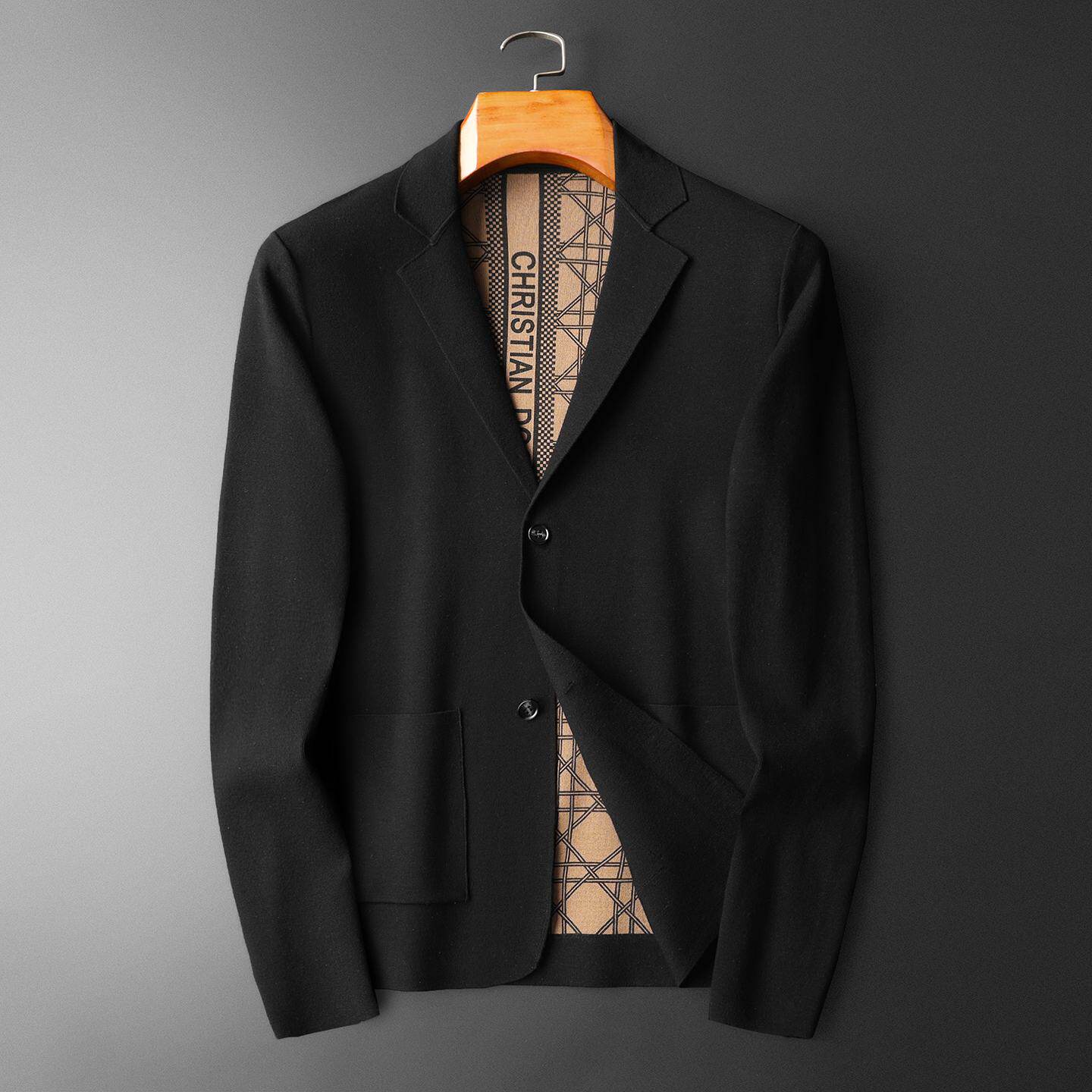 欧洲站潮牌开衫针织衫毛衣男士高端休闲西装领打底衫秋冬款羊毛衫