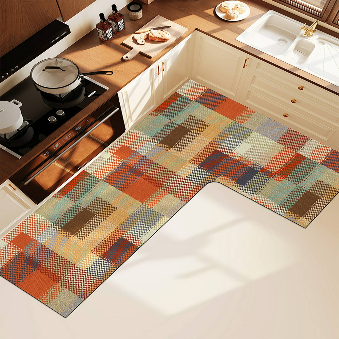 厨房地垫防滑防油专用可擦免洗防水耐脏7字型地毯垫子防摔l型脚垫