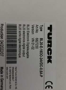 【议价】TURCK图尔克模块BL20-E-16DO-24VD适用