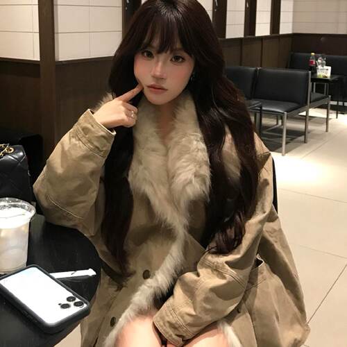 水洗立翻两用仿狐狸毛领皮草90白鸭绒派克服工装外套女冬丨冒险家