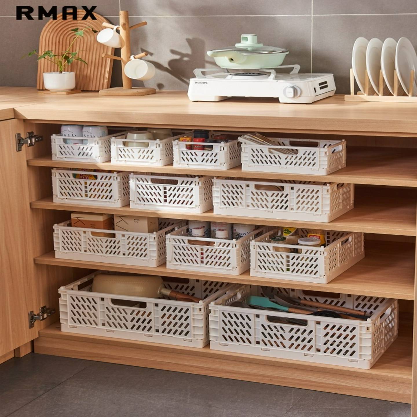 RMAX折叠收纳筐可手提日式多功能杂物收纳篮零食饮料桌面整理盒子