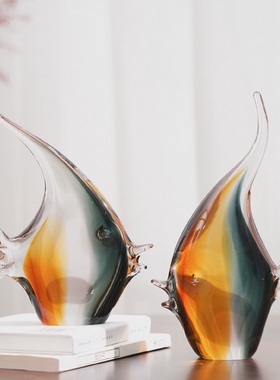 招财鱼装饰品热带鱼琉璃摆件简约客厅样板房玄关电视柜摆设工艺品