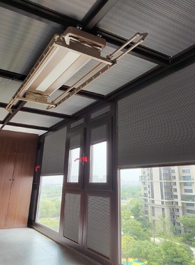 BTV4阳光房遮阳顶帘阳台天窗电动全遮光玻璃房顶隔热手拉蜂巢帘