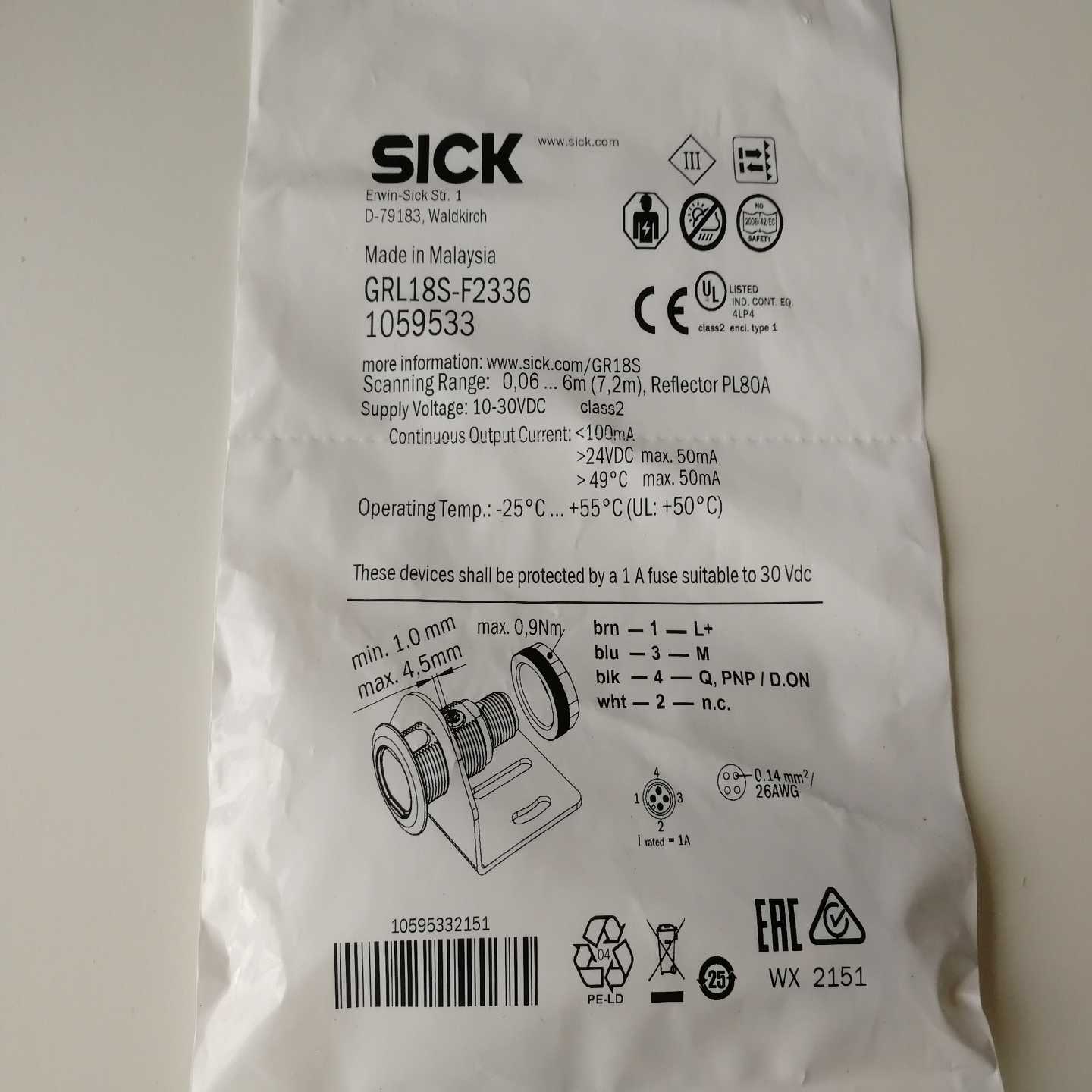 SICK西克光电传感器1059533GRL18S-F23询价