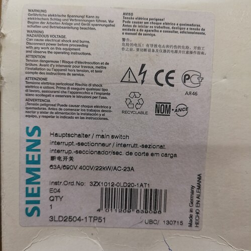 议价西门子断电开关3LD2504-1TP51，全新原装…