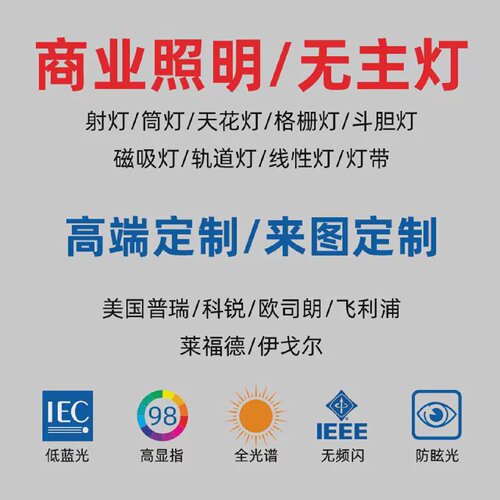 高端定制来图定制私人订制商业照明无主灯射灯筒灯格栅灯轨道灯