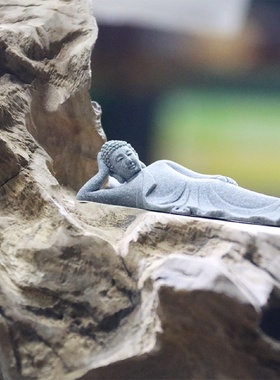 中式阿弥陀佛像摆件园艺花卉茶室佛陀装饰释迦牟尼佛鱼缸造景摆设