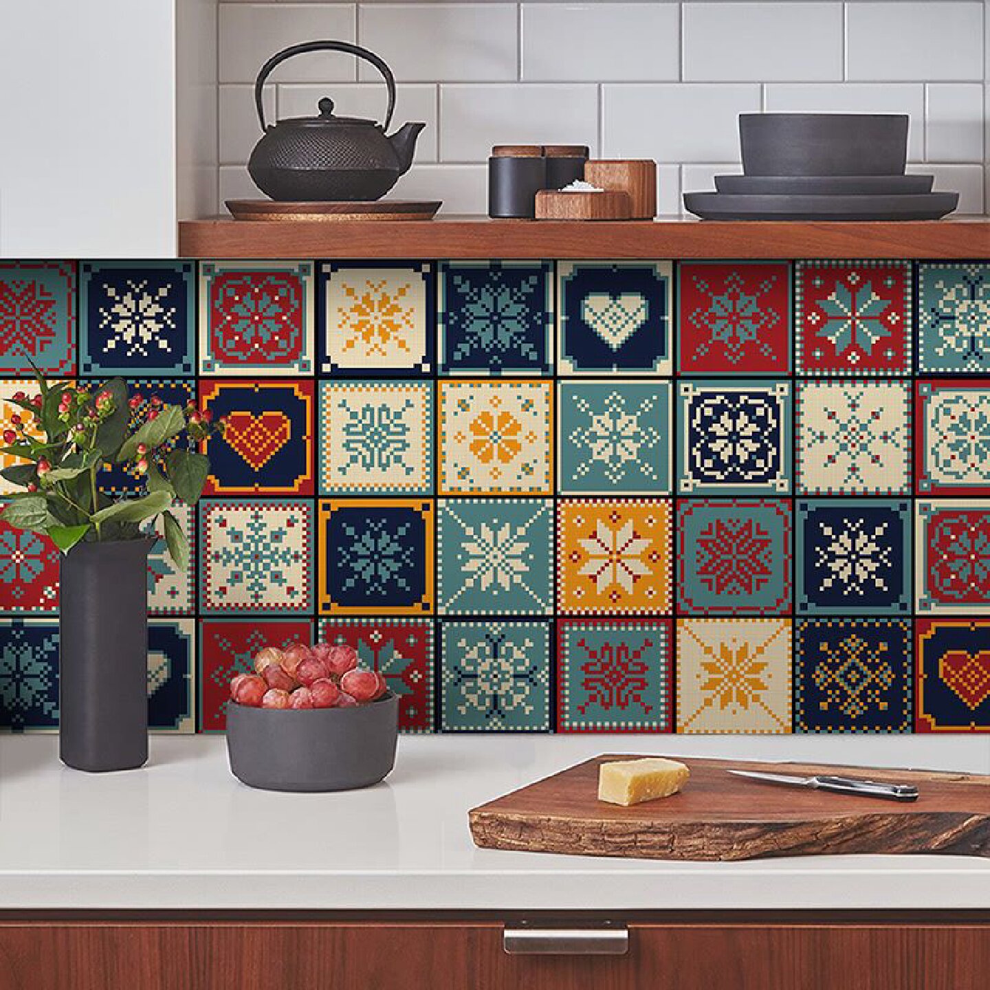 室内墙面装饰贴纸浴室卫生间卧室民族复古自粘贴纸瓷砖地砖贴纸