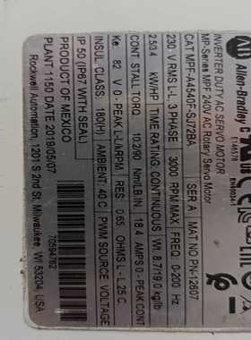 AB罗克韦尔伺服电机MPF-A4540F-SJ72BA，全新--议价商品