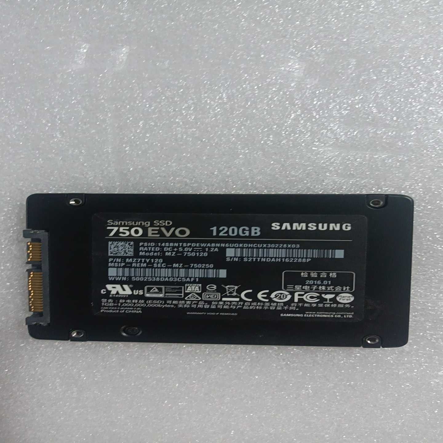 三星750EVO120GB固态硬盘健康度76%--议价商品