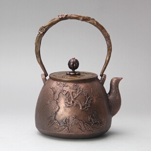 中式 家用煮茶烧水养生紫铜壶纯铜壶纯手工茶具耐用铸铜壶套装 茶壶
