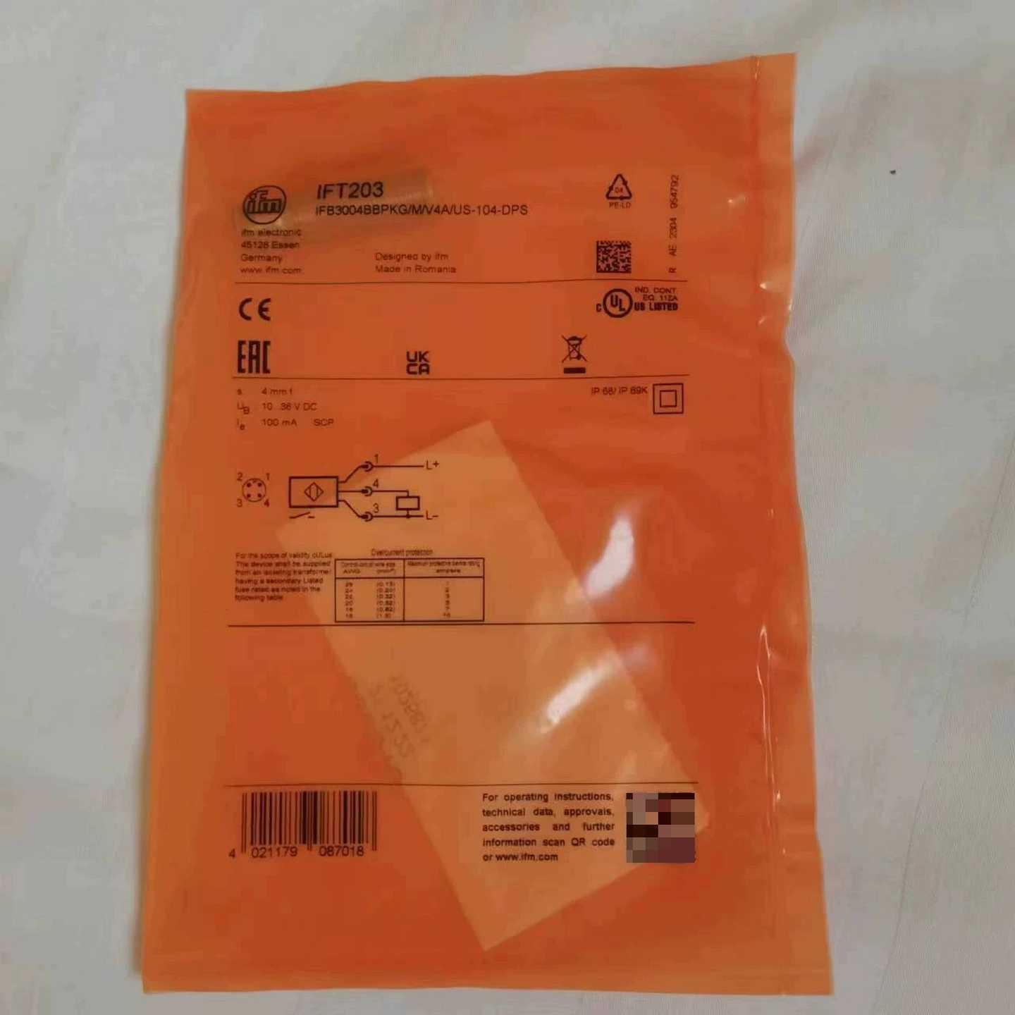 工程剩余全新原装正品易福门IFT203，现货22，lw，保证--议价商品